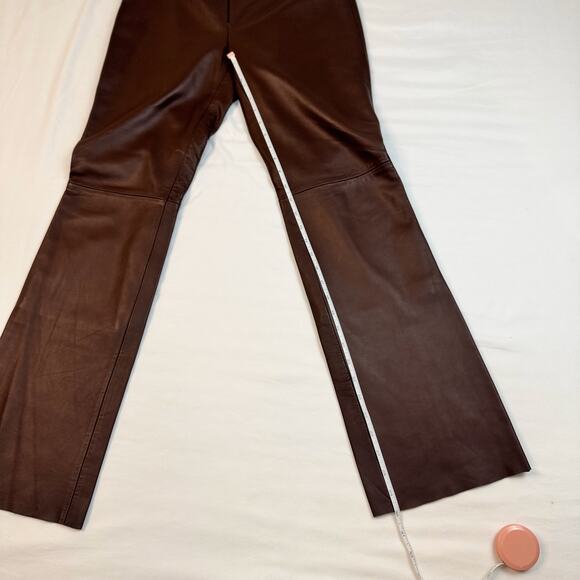 For Joseph Women’s Brown Leather Pants Size 28 High Rise Straight Leg Vtg - Picture 6 of 16